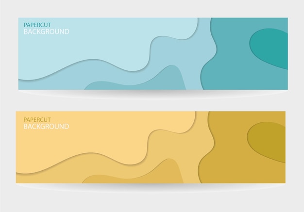 conjunto de plantilla de banner colorido papercut