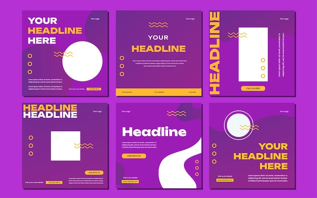 Conjunto de plantilla de banner cuadrado mínimo editable Adecuado para publicaciones en redes sociales y anuncios en Internet