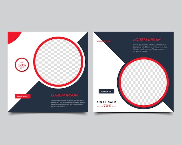 Conjunto de plantilla de banner cuadrado mínimo editable. plantilla de post venta de redes sociales