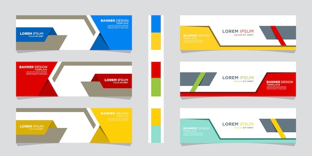 Conjunto de plantilla de banner moderno Banner abstracto colorido Vector Premium