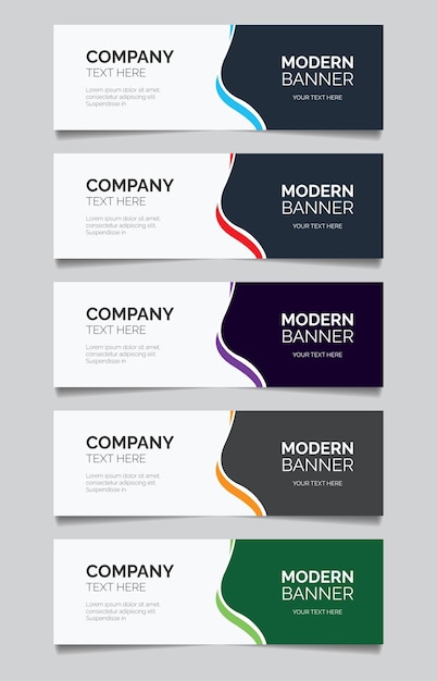 Conjunto de plantilla de banner moderno con diseño de flujo abstracto