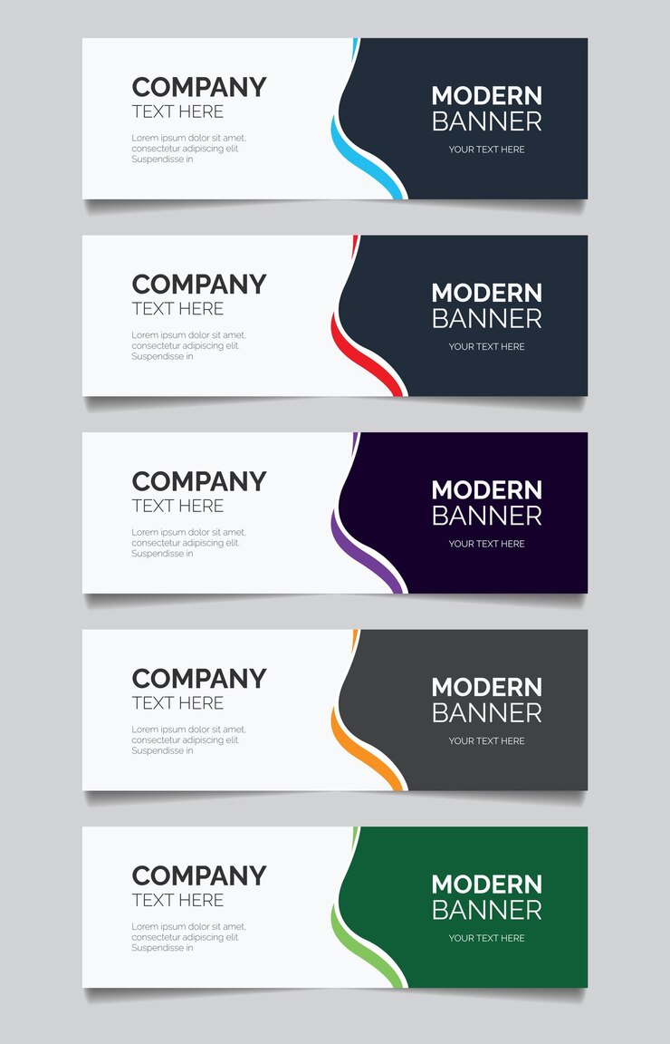 Conjunto de plantilla de banner moderno con diseño de flujo abstracto