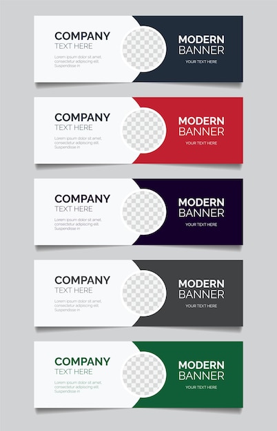 Conjunto de plantilla de banner moderno con diseño de fondo de color degradado fresco