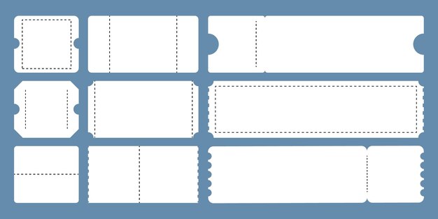 Conjunto de plantilla de boleto en blanco ilustración vectorial