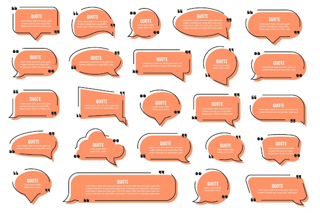 Conjunto de plantilla de burbujas de cotización en un diseño plano Ilustración vectorial