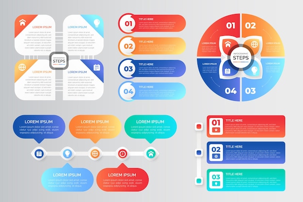 Vector conjunto de plantilla de colección de elementos infográficos de negocios coloridos