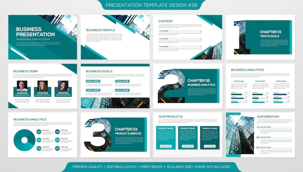 conjunto de plantilla de diapositiva de powerpoint