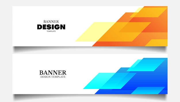 Vector conjunto de plantilla de diseño de banner con azul y amarillo