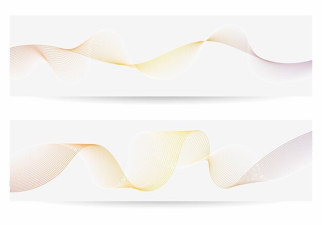 conjunto de plantilla de diseño de banner fluido de línea colorida