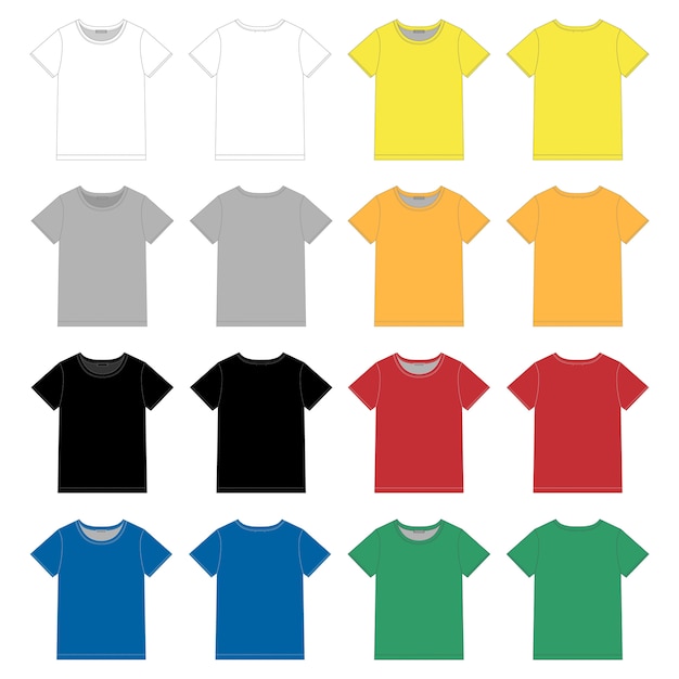 Conjunto de plantilla de diseño de camiseta negra unisex.