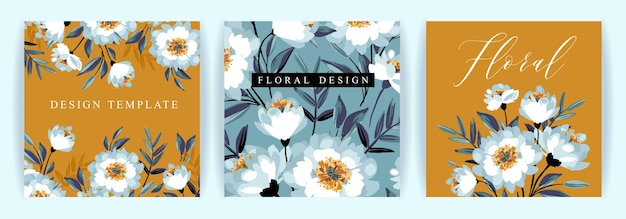 Conjunto de plantilla de diseño floral vectorial para la decoración del hogar de la cubierta del volante del cartel de la tarjeta y otros