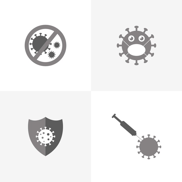 Vector conjunto de plantilla de diseño de icono de coronavirus detener coronavirus prevenir coronavirus