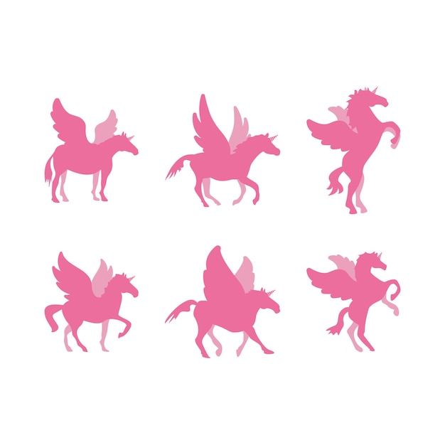 Conjunto de plantilla de diseño de ilustración de icono de caballo unicornio