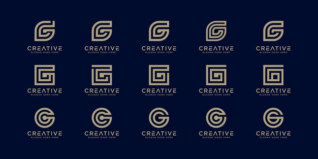 Conjunto de plantilla de diseño de logotipo abstracto letra G inicial.