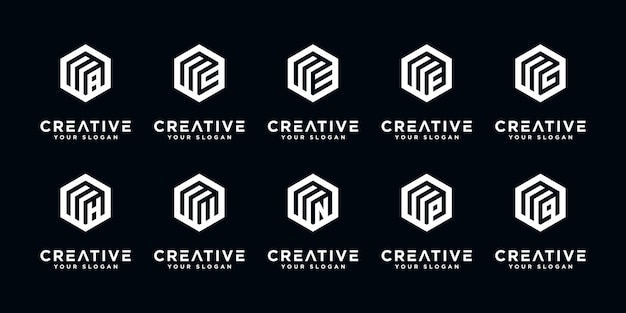 Vector conjunto de plantilla de diseño de logotipo abstracto letra inicial r. iconos para negocios de lujo, elegantes y sencillos.