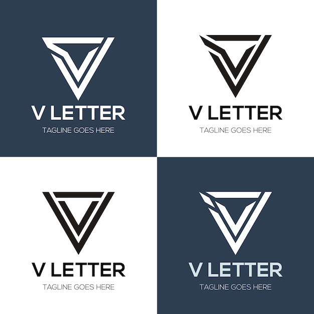 Vector conjunto de plantilla de diseño de logotipo abstracto letra inicial v. iconos para negocios de lujo, elegantes, simples.