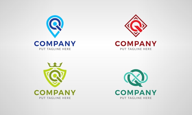 Conjunto de plantilla de diseño de logotipo abstracto moderno creativo letra Q