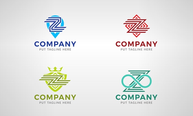 Conjunto de plantilla de diseño de logotipo abstracto moderno creativo letra Z