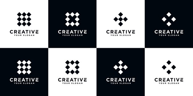 Conjunto de plantilla de diseño de logotipo abstracto monograma letra x creativa