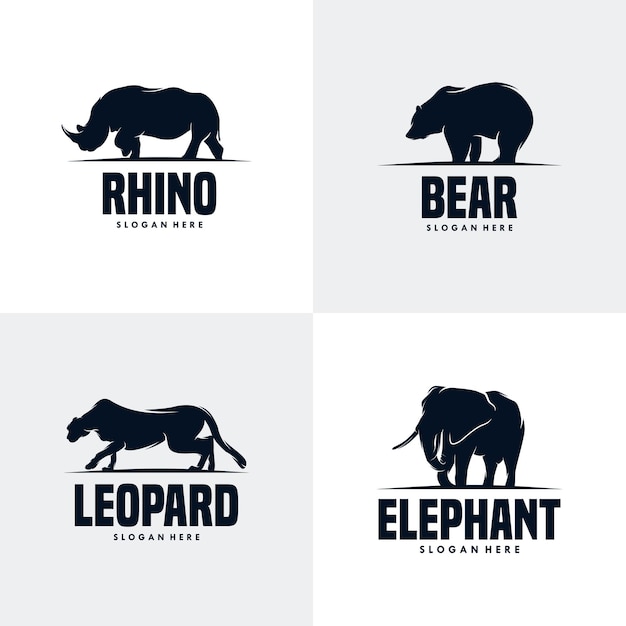 Conjunto de plantilla de diseño de logotipo de animales