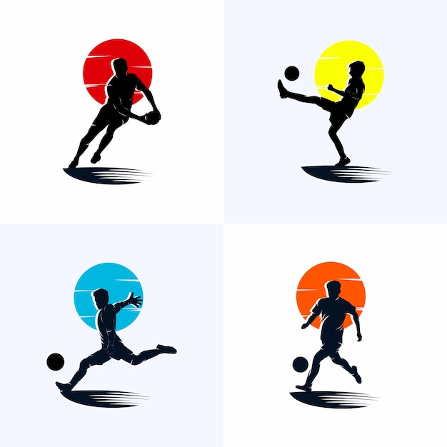 Vector conjunto de plantilla de diseño de logotipo de deporte de fútbol