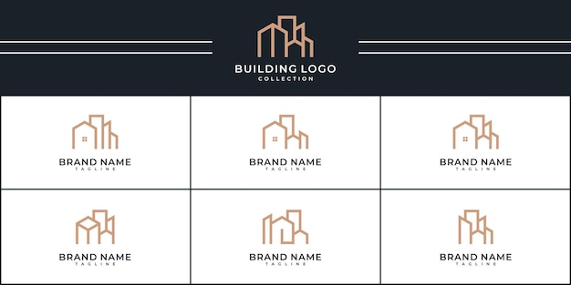 Conjunto de plantilla de diseño de logotipo de edificio