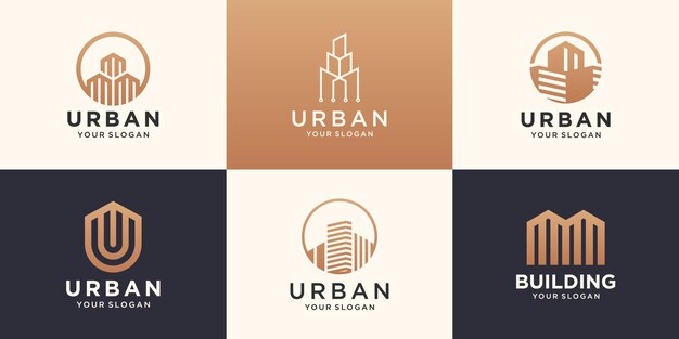 Conjunto de plantilla de diseño de logotipo de edificio