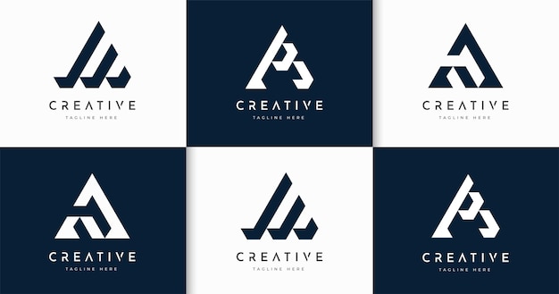 Conjunto de plantilla de diseño de logotipo de estilo de monograma de letra creativa a