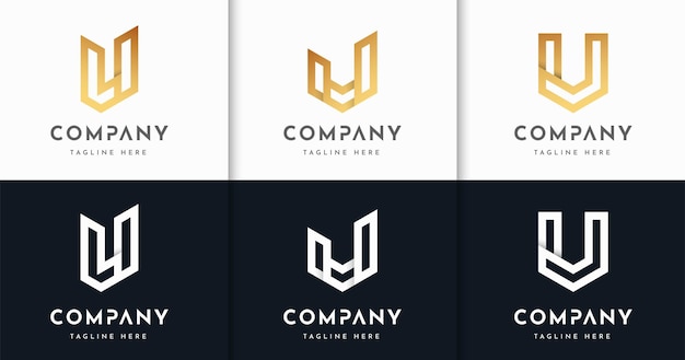 Conjunto de plantilla de diseño de logotipo de estilo de monograma de letra de lujo