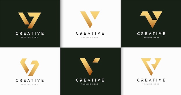 Conjunto de plantilla de diseño de logotipo de estilo de monograma de letra minimalista