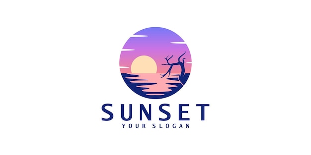 Conjunto de plantilla de diseño de logotipo exotic sunset