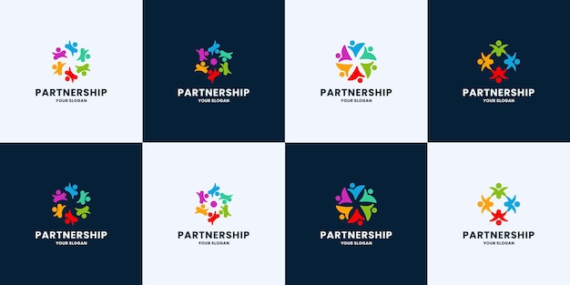 Conjunto de plantilla de diseño de logotipo de grupo comunitario