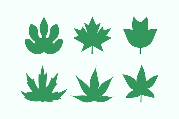Conjunto de plantilla de diseño de logotipo de icono de hoja verde