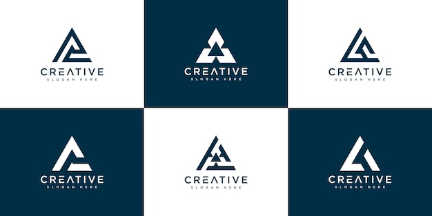 Conjunto de plantilla de diseño de logotipo inicial letra a