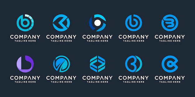 Conjunto de plantilla de diseño de logotipo de letra b creativa