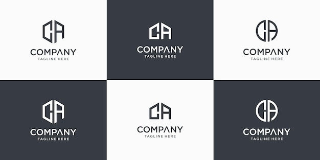 Conjunto de plantilla de diseño de logotipo de letra c monograma abstracto creativo