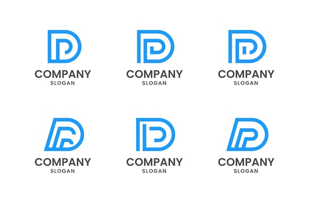 Conjunto de plantilla de diseño de logotipo de letra d inicial de monograma creativo