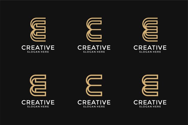 conjunto de plantilla de diseño de logotipo de letra e monograma creativo