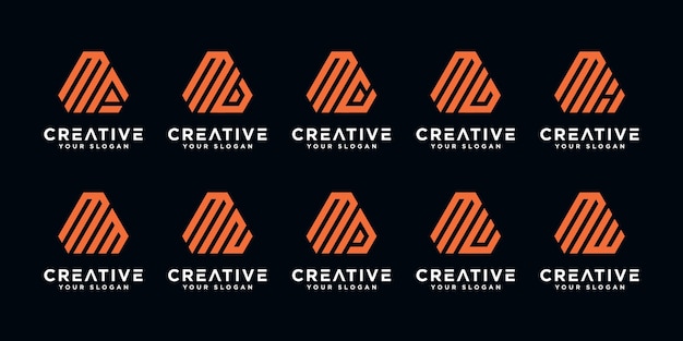 Conjunto de plantilla de diseño de logotipo de letra m monograma abstracto creativo