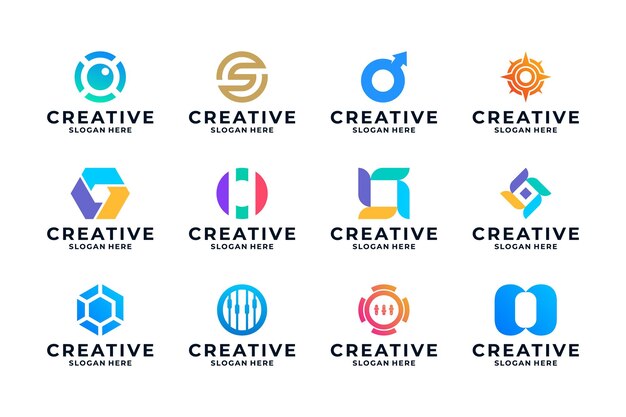 Conjunto de plantilla de diseño de logotipo de letra O de colección