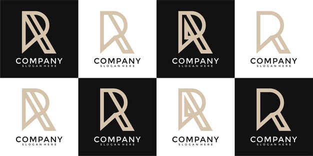 conjunto de plantilla de diseño de logotipo de letra r de monograma creativo