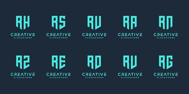 Conjunto de plantilla de diseño de logotipo de letra r de monograma creativo