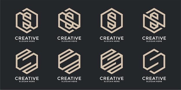Conjunto de plantilla de diseño de logotipo de letra s monograma creativo