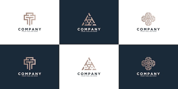 Conjunto de plantilla de diseño de logotipo de letra triple t