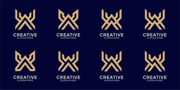 Conjunto de plantilla de diseño de logotipo de letra x monograma creativo