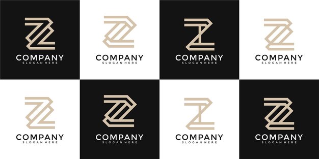 conjunto de plantilla de diseño de logotipo de letra z de monograma creativo