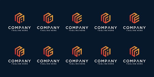 Conjunto de plantilla de diseño de logotipo de monograma abstracto creativo letra N y etc.