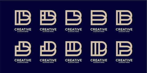 Conjunto de plantilla de diseño de logotipo monograma letra b creativa