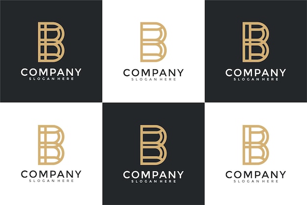 conjunto de plantilla de diseño de logotipo monograma letra b creativa