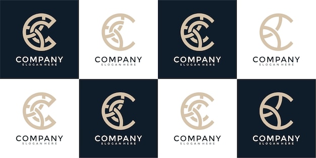 conjunto de plantilla de diseño de logotipo de monograma letra c